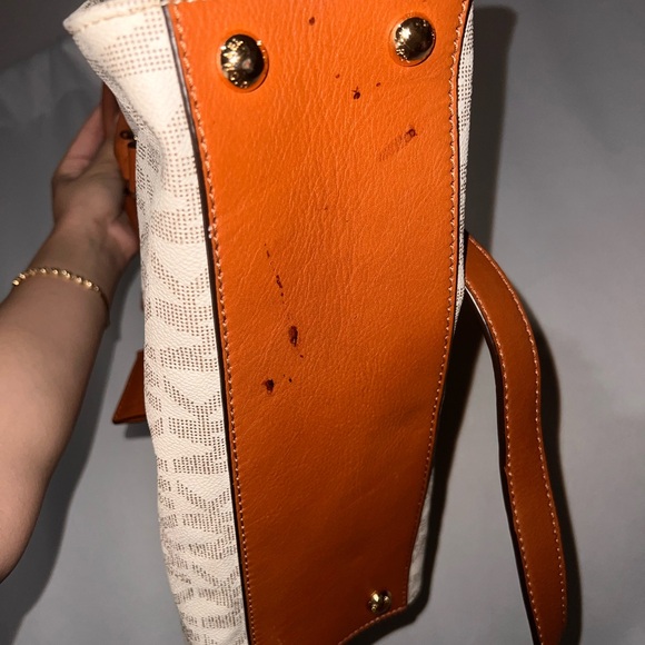 Michael Kors Brown and Cream Satchel with Signature Monogram - Picture 3 of 4